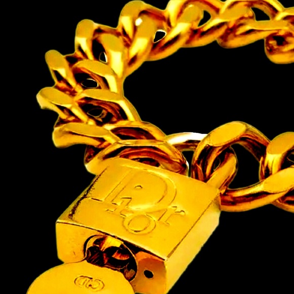 Christian Dior Vintage By John Galliano Chain Link Logo Padlock Runway Bracelet - Picture 5 of 16